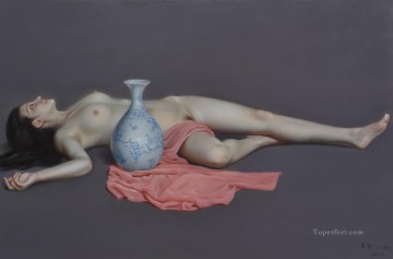 Desnudo Painting - belleza azul y blanca desnuda china